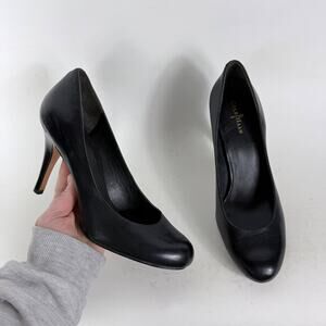 Cole Haan Stiletto Pump Women's 9 Black Leather Slip-On Round Toe Comfort